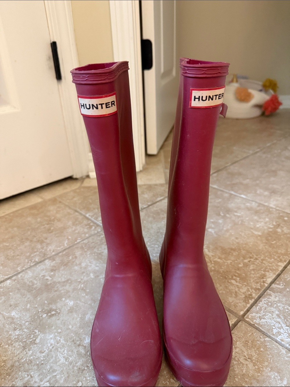 Hunter Tall Waterproof Boots in Deep Red